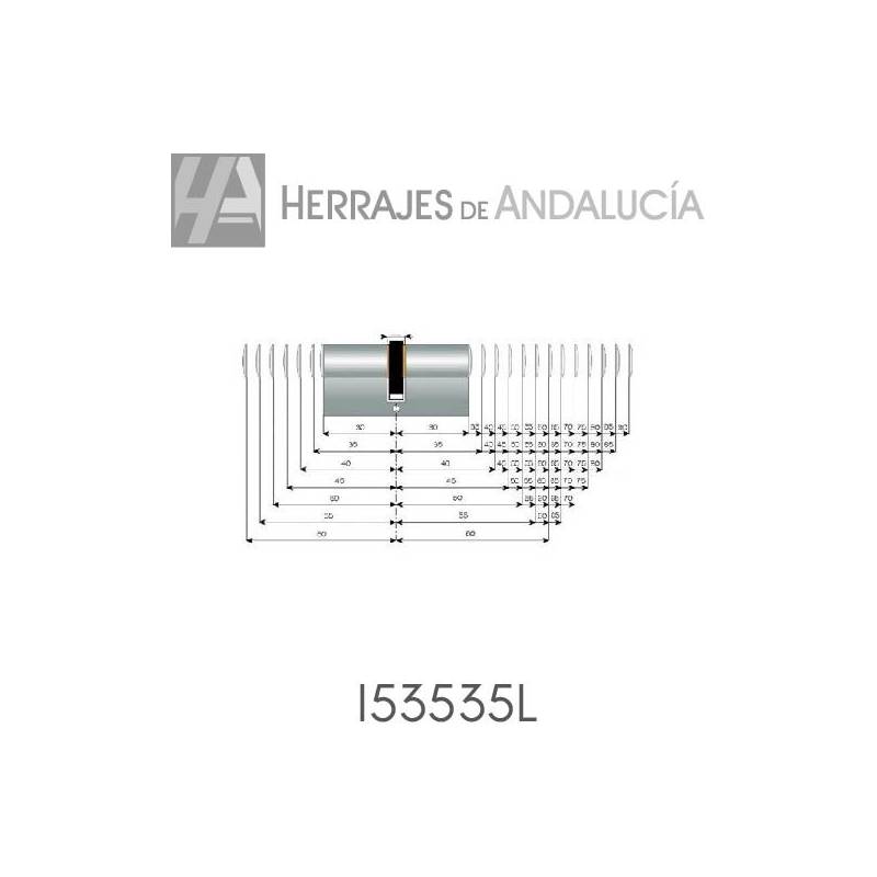 Cilindro H5 latón 35x35mm-Herrajes de Andalucía