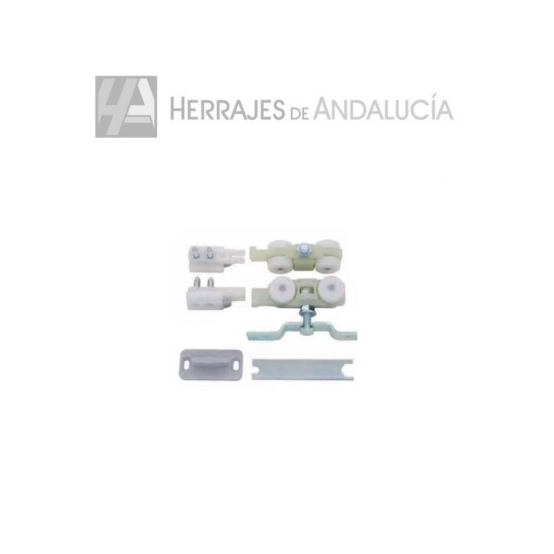 Sistema deslizamiento tradicional con soporte de acoplamiento manual frontal par puertas de madera-Herrajes de Andalucía