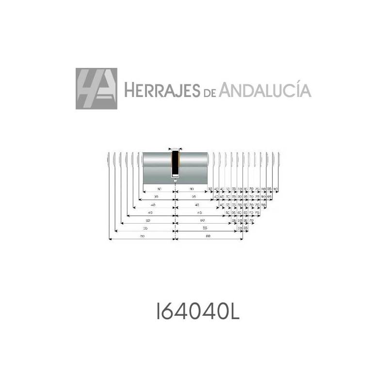 Cilindro básico Modelo 40x40mm latón-Herrajes de Andalucía