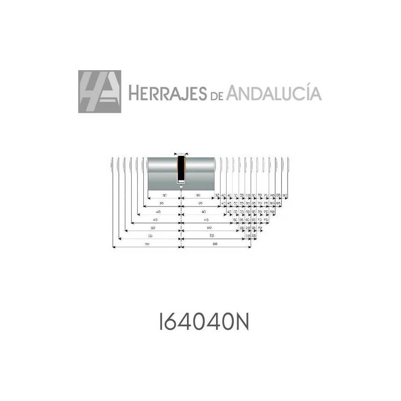cilindro básico de seguridad I6 40x40mm níquel-Herrajes de Andalucía