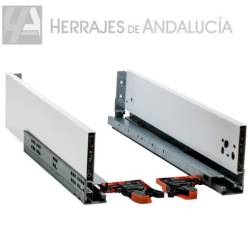 GUIAS CAJON S-LINE PARA COCINAS Y ARMARIOS.PANEL LATERAL EXTRA FINO. GUIA S-LINE.. H-121 BLANCO 500 MM.