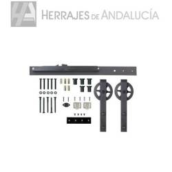 Kit de puerta corredera 80kg rustico hierro forja negro 2,5m