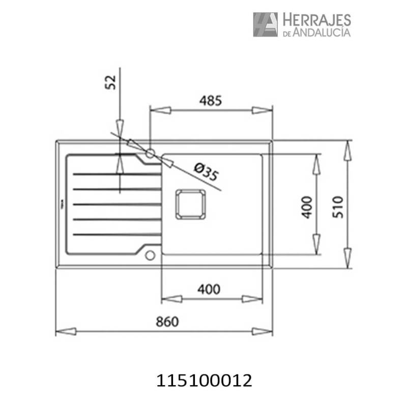 Medidas-Fregadero Teka Diamond RS15 1C 1E 86 blanco-Herrajes de Andalucía
