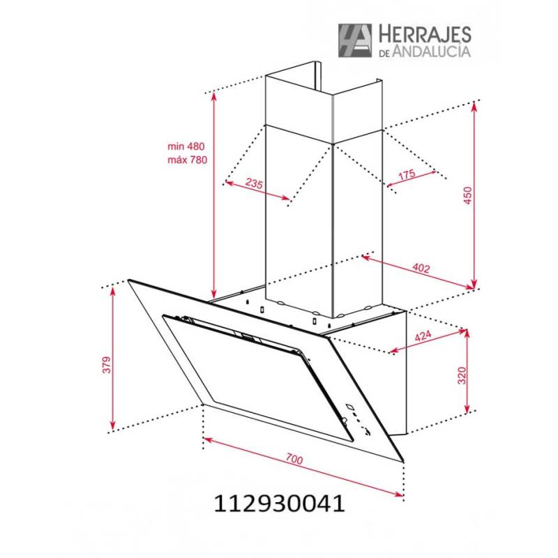 Campana decorativa vertical 70 cm A+ | Herrajes de Andalucía