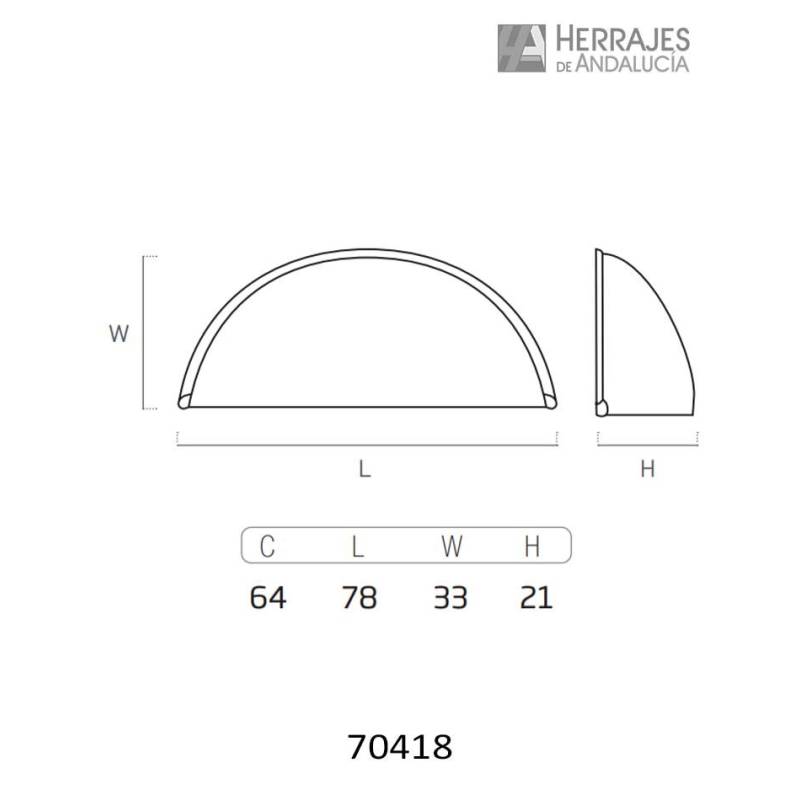 Asa concha mueble 78 mm cuero vibro | Herrajes de Andalucía