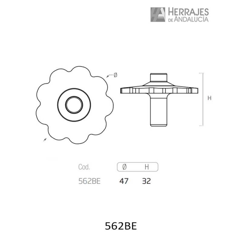 Pomo Mueble Hierro Forjado Ø47 mm Patine Beige | Herrajes de Andalucía