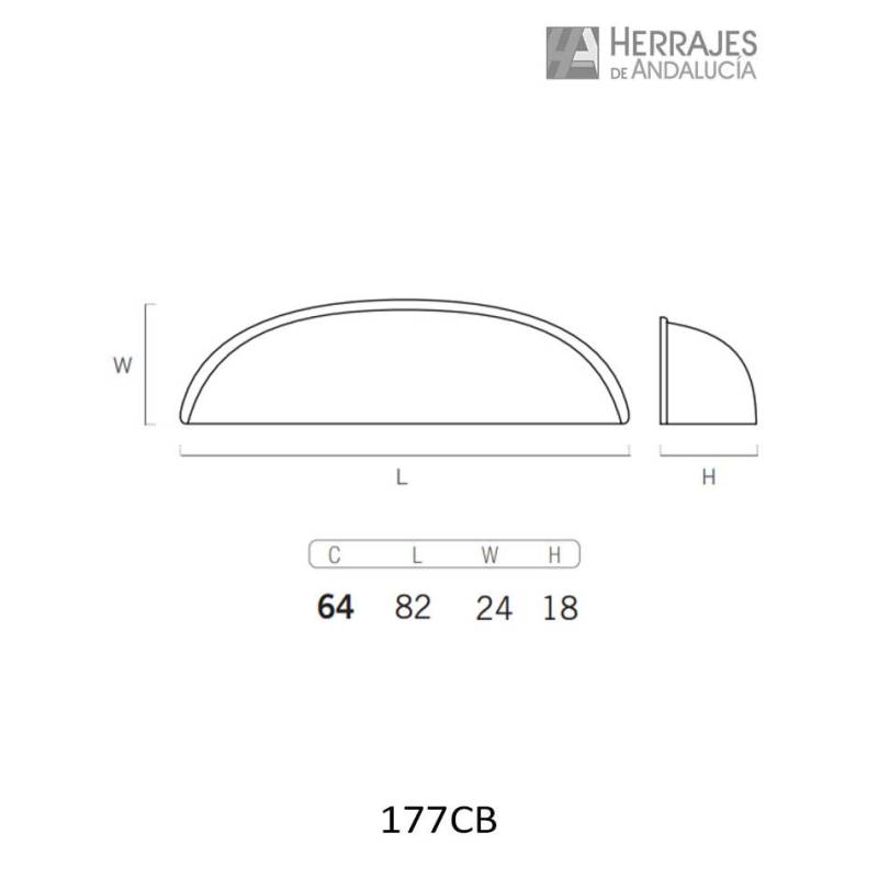 Tirador ASA Concha cobre viejo 64 mm | Herrajes de Andalucía