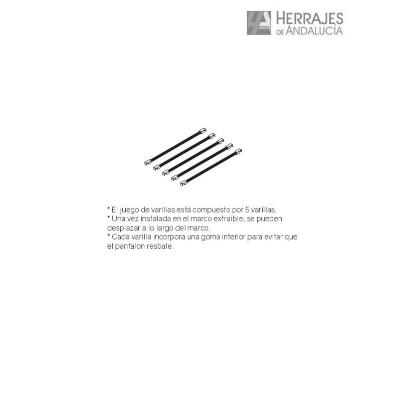 Juego 5 varillas pantalonero color moka | Herrajes de Andalucía