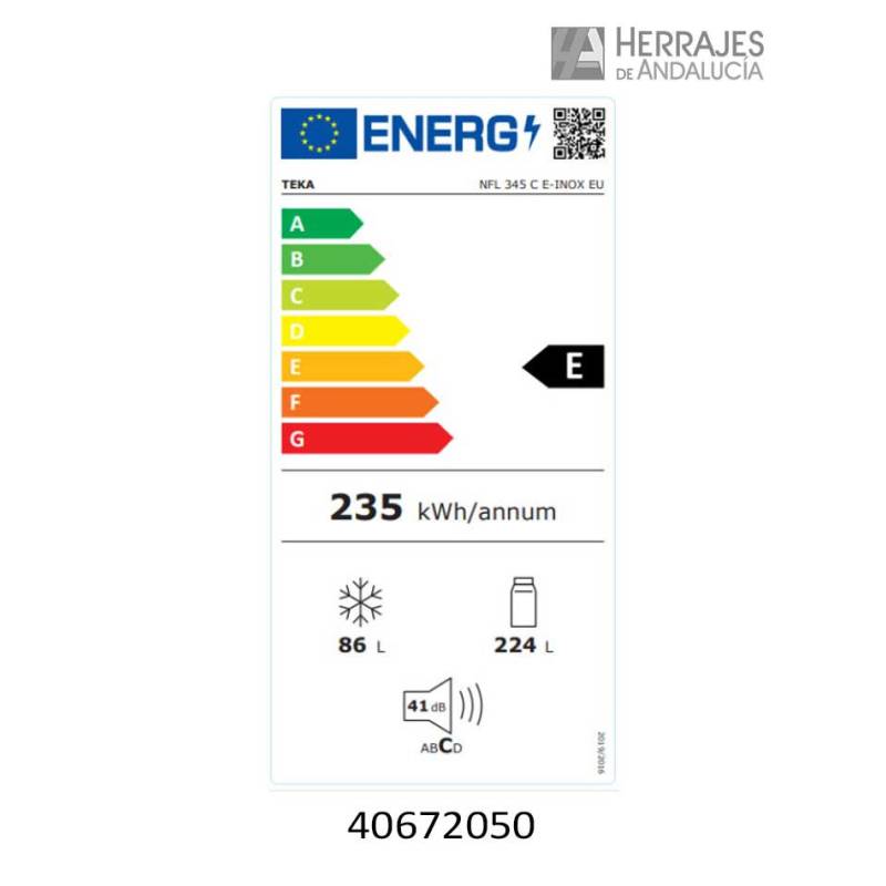 Frigorífico Combi No Frost Total de 188cm | Herrajes de Andalucía