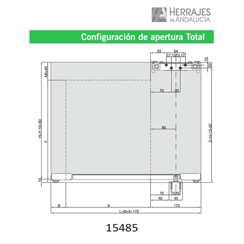 Guía invisible puertas correderas hasta 80kg/1.1m-Herrajes de Andalucía