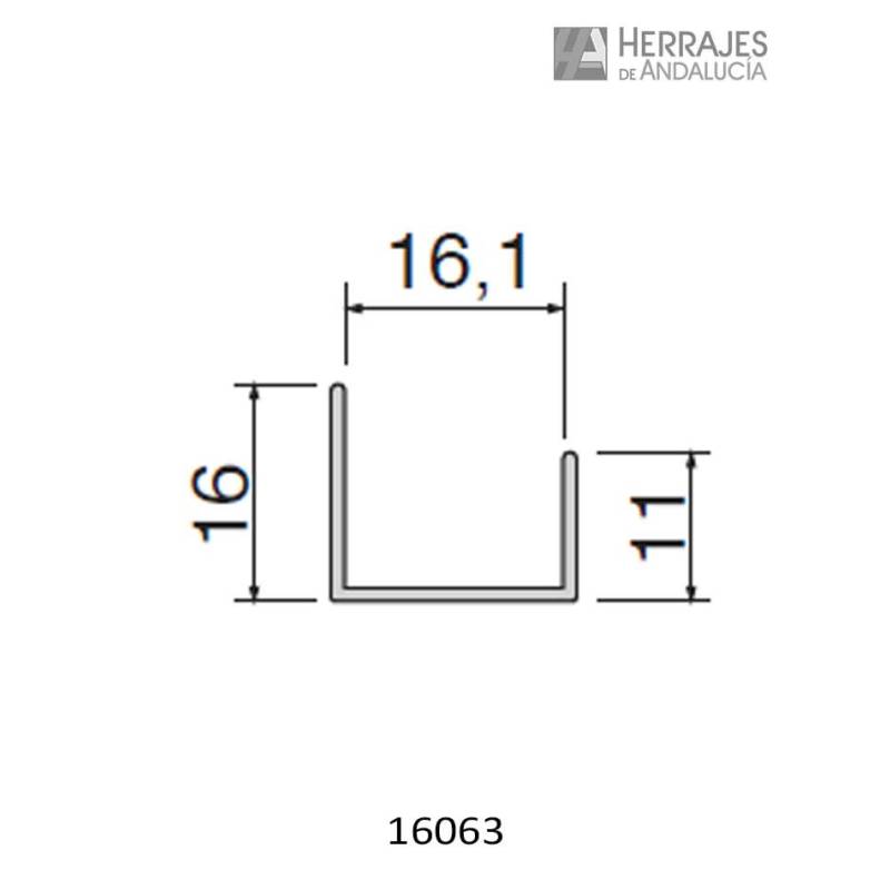Perfil U modelo R9003 color blanco 3 metros | Herrajes de Andalucía