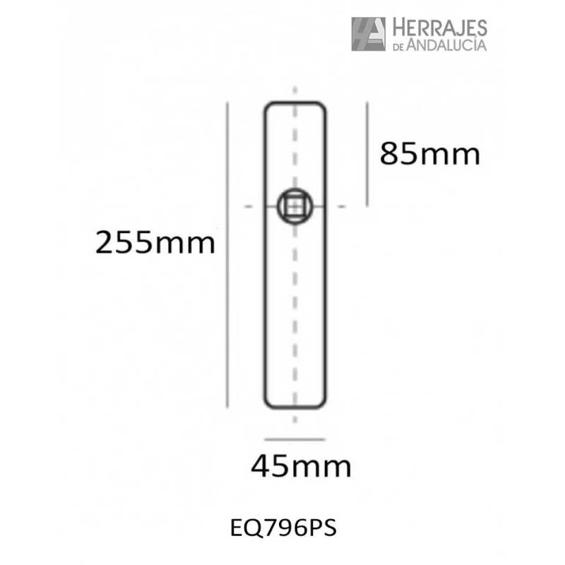 Medidas-Manivela serie Equal con placa acabado pulido satinad-Herrajes de Andalucía