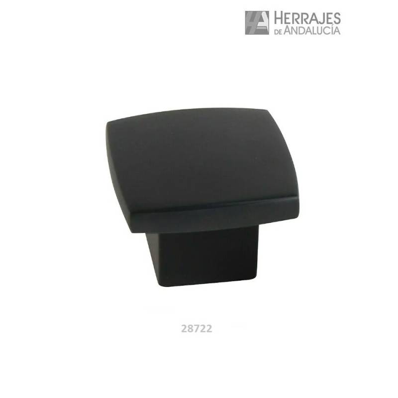 Pomo Cuadrado Muebles 25x25 mm Negro | Herrajes de Andalucía