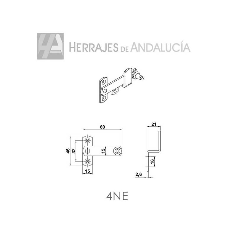 Aldabilla Contraventana Negro 60x46mm | Herrajes de Andalucía