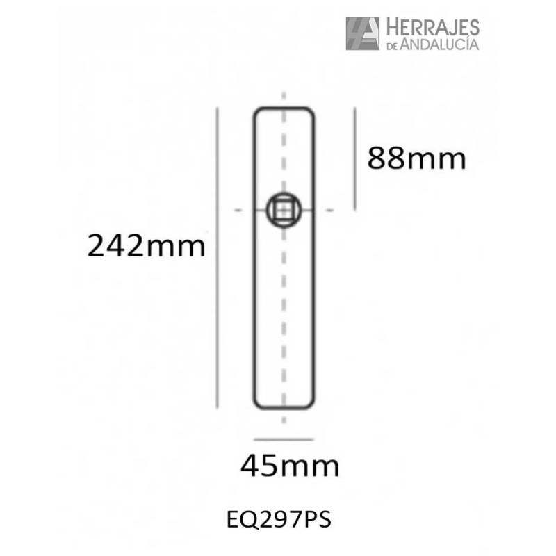 Medida-Juego Manivela Modelo EQ297 con placa en pulido satinado-Herrajes de Andalucía