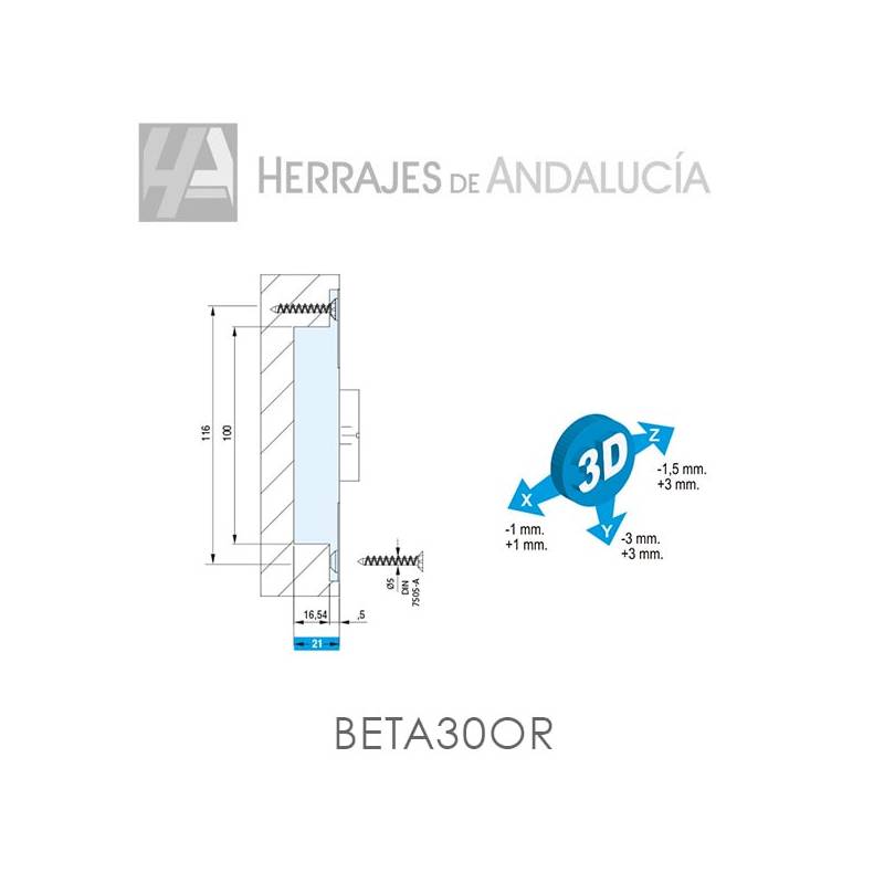 Bisagra Oculta BETA 30OR Oro 70 kg | Herrajes de Andalucía