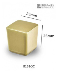 Mini pomo cuadrado oro cepillado 25x25mm