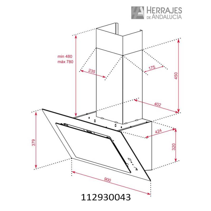 Campana vertical 90 cm A+ aspiración perimetral | Herrajes de Andalucía