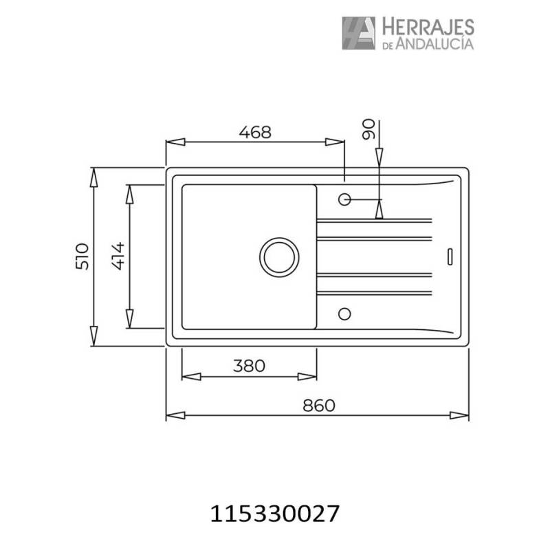 Fregadero Teka Encastrado y Reversible de Granito 50 cm | Herrajes de Andalucía
