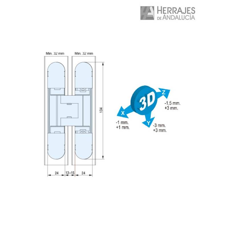 Bisagra Oculta BETA30 Negra 70 kg | Herrajes de Andalucía