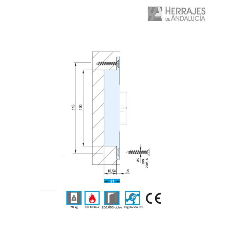 Bisagra Oculta BETA30 Negra 70 kg | Herrajes de Andalucía