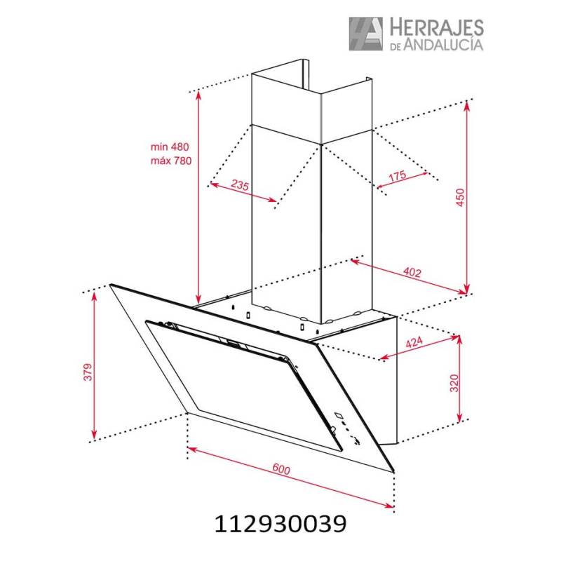 Campana vertical 60 cm Dual A+ | Herrajes de Andalucía