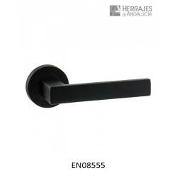 Juego Manivela con roseta de aluminio en acabado negro mate-Herrajes de Andalucía