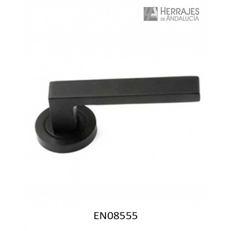 Juego Manivela con roseta de aluminio en acabado negro mate-Herrajes de Andalucía