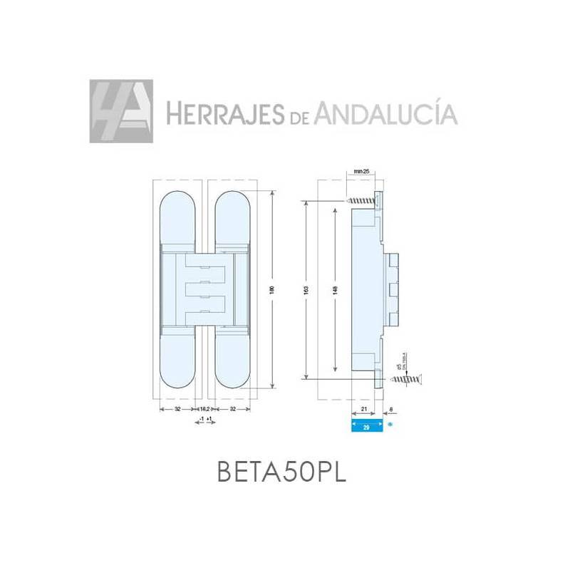 Bisagra oculta reversible hasta 150kg-Herrajes de Andalucía