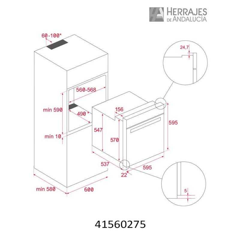 Medidas-Horno multifunción HSB640 WH blanco Teka-Herrajes de Andalucía