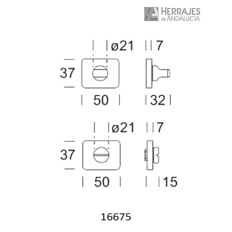 Muletilla condena-descondena Obliq negro 37x50 mm | Herrajes de Andalucía