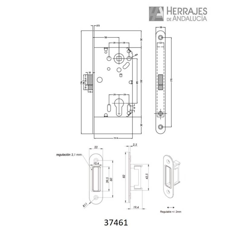 Cerradura magnética modelo B-SMART-perfil cromo mate-con bocallave-Herrajes de Andalucía