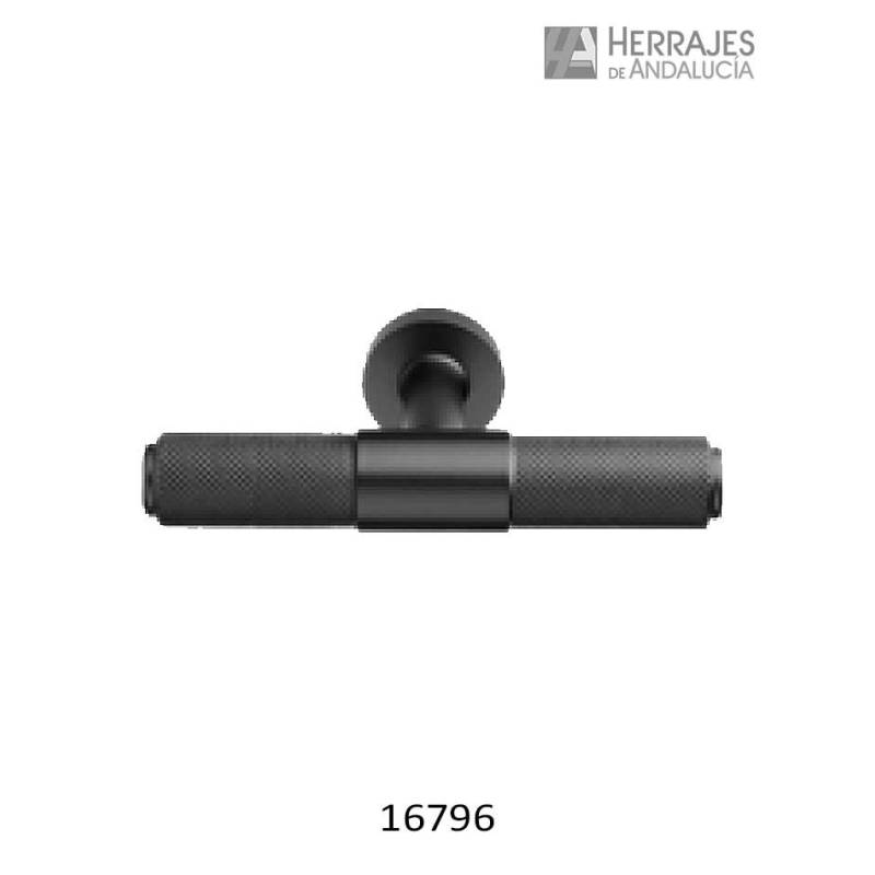 Tirador de diseño en forma de T en acabado negro para muebles-Herrajes de Andalucía