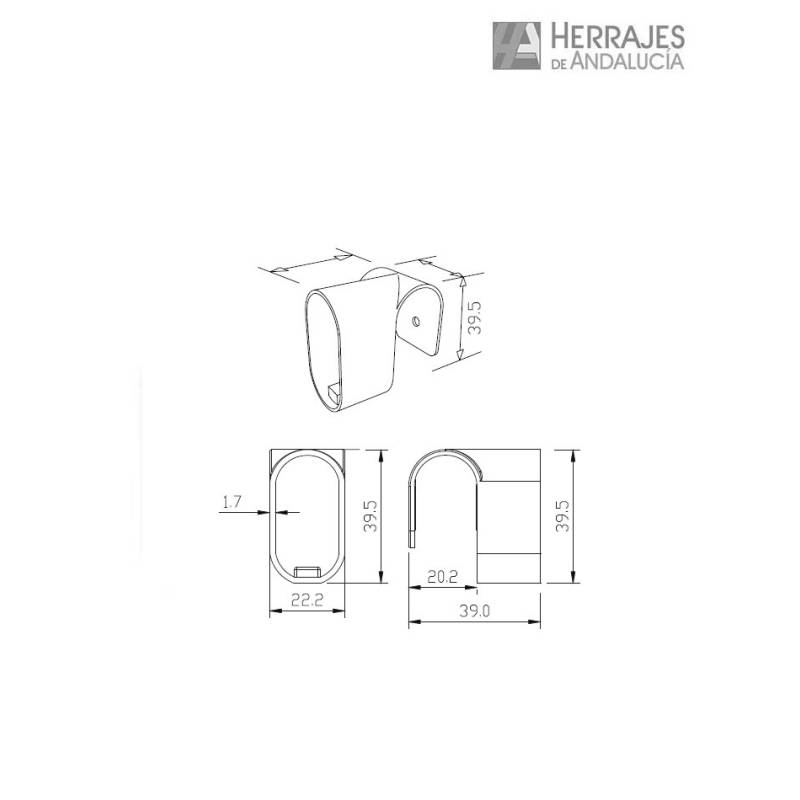 Soporte Tubo Esquina Moka | Herrajes de Andalucía