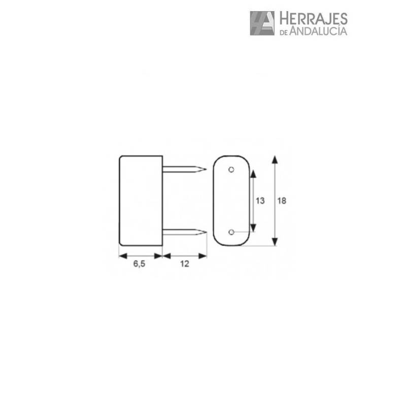 Tope 2 puntas marrón para muebles | Herrajes de Andalucía