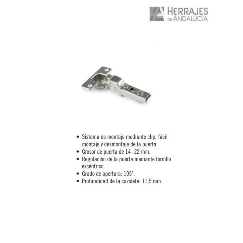 Bisagra Cazoleta Clip Cam 35 mm Acodada | Herrajes de Andalucía