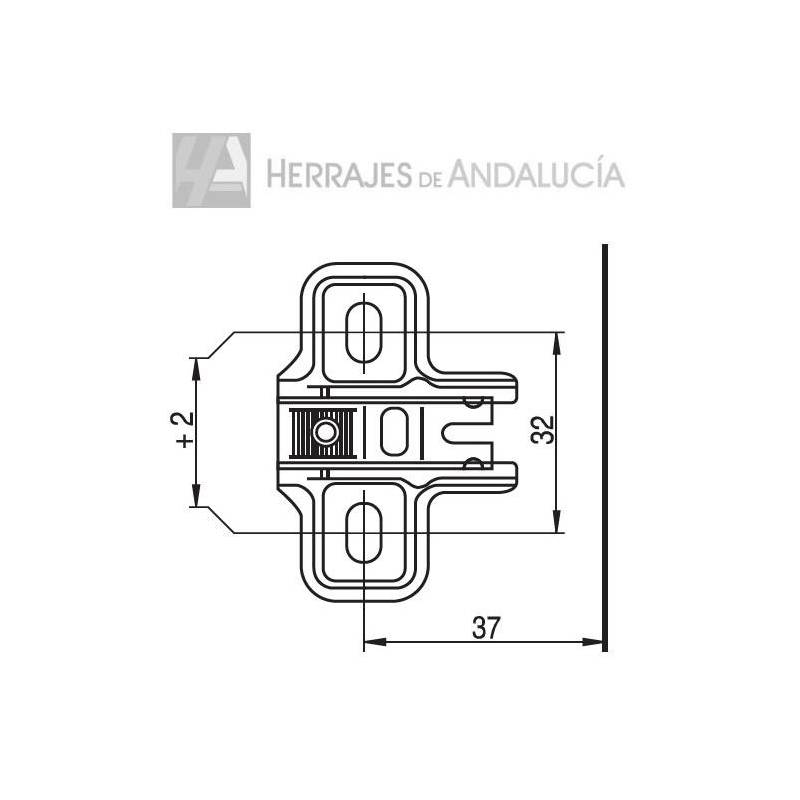 Medida-Base para bisagra Modelo Mini Slide On P26-Herrajes de Andalucía