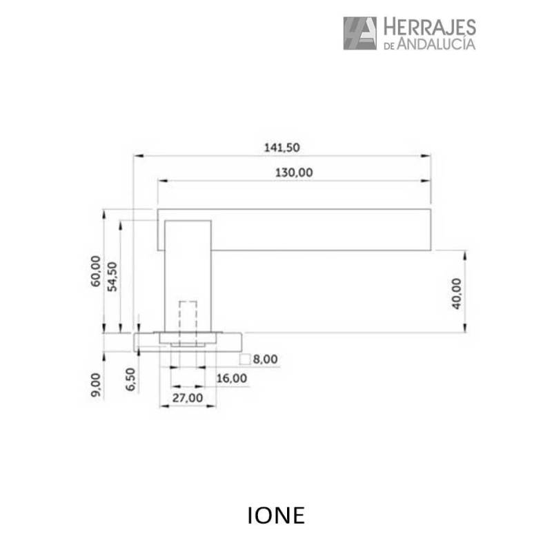 Manivela IONE Inox con Roseta 52 mm | Herrajes de Andalucía