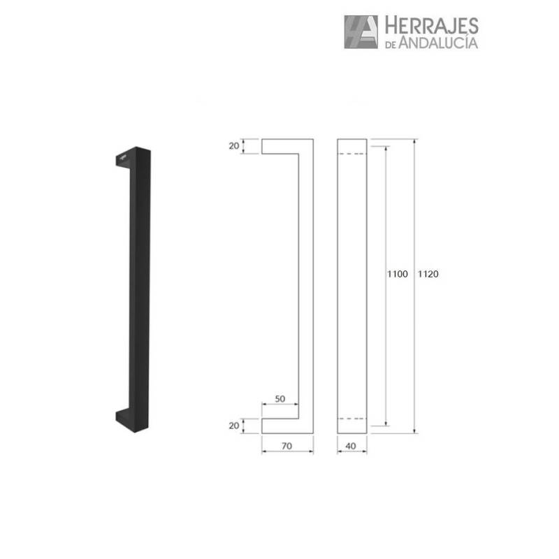 Manillón cuadrado 1600mm serie SS4 PVD-Herrajes de Andalucía