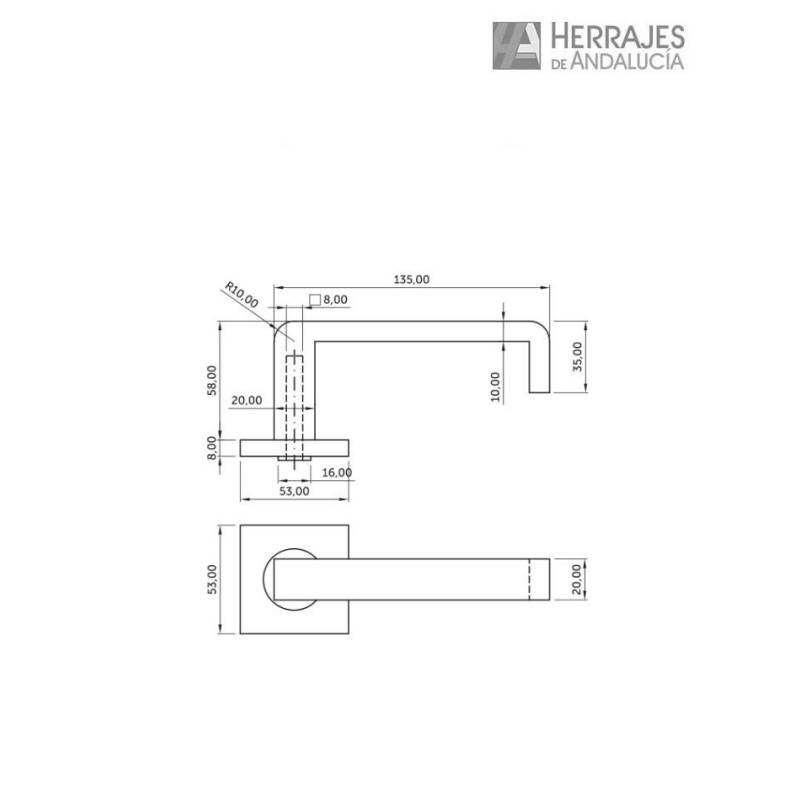Manivela Beta Inox AISI 304 135x53 | Herrajes de Andalucía