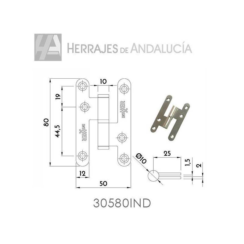 Pernio de acero inoxidable derecha 80mm-Herrajes de Andalucía