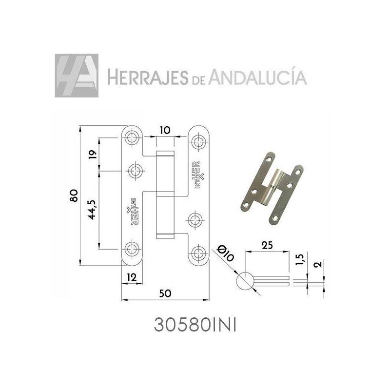 Pernio acero inoxidable izquierda 80mm-Herrajes de Andalucía
