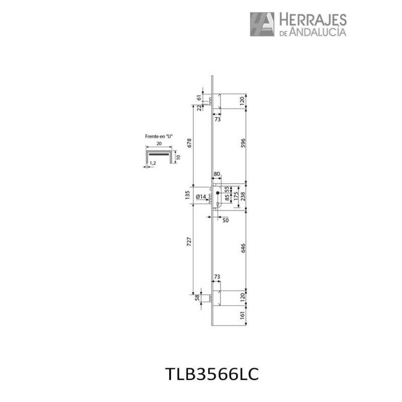 Cerradura Seguridad TESA TLB 3 Puntos 20 mm Cromado | Herrajes de Andalucía