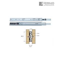 Guías Cajón con Freno 400mm Getsoft 45kg | Herrajes de Andalucía