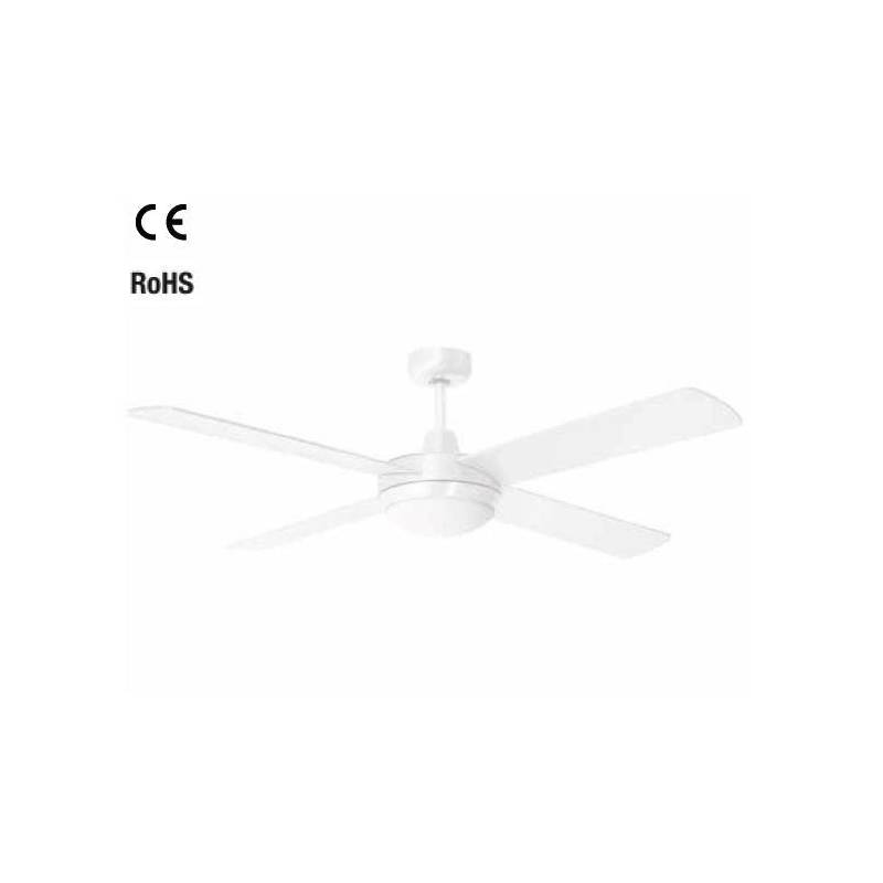 VENTILADOR TECHO 4 ASPAS LUZ LED ACABADO BLANCO