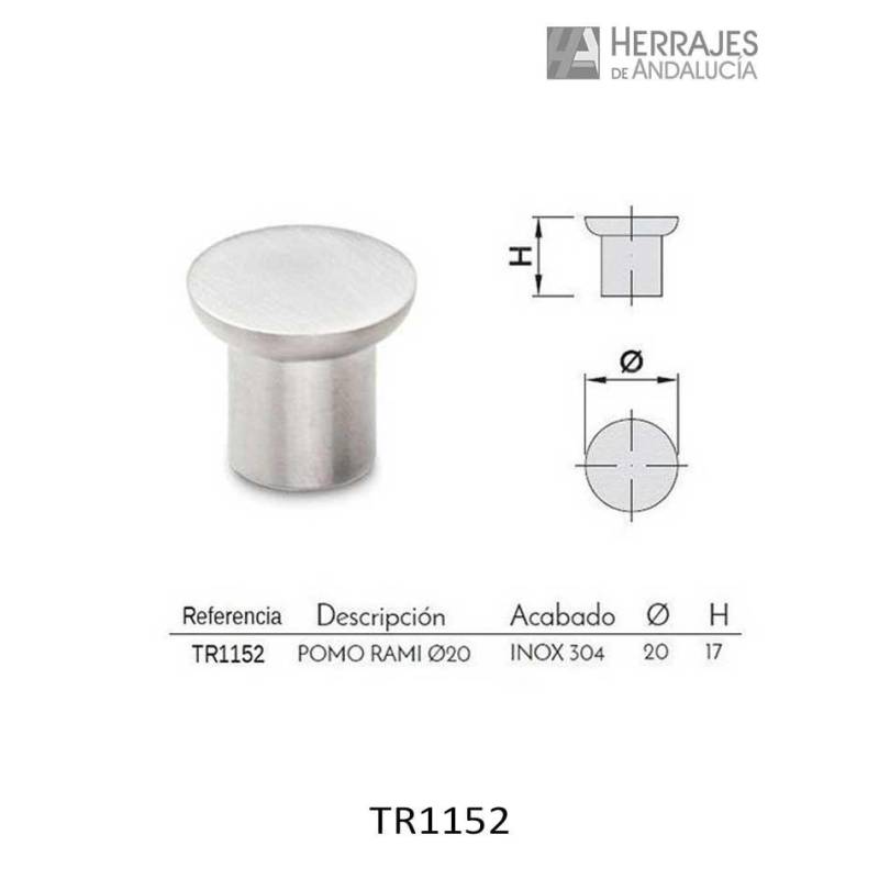 Pomo Rami acero inoxidable - Herrajes de Andalucía