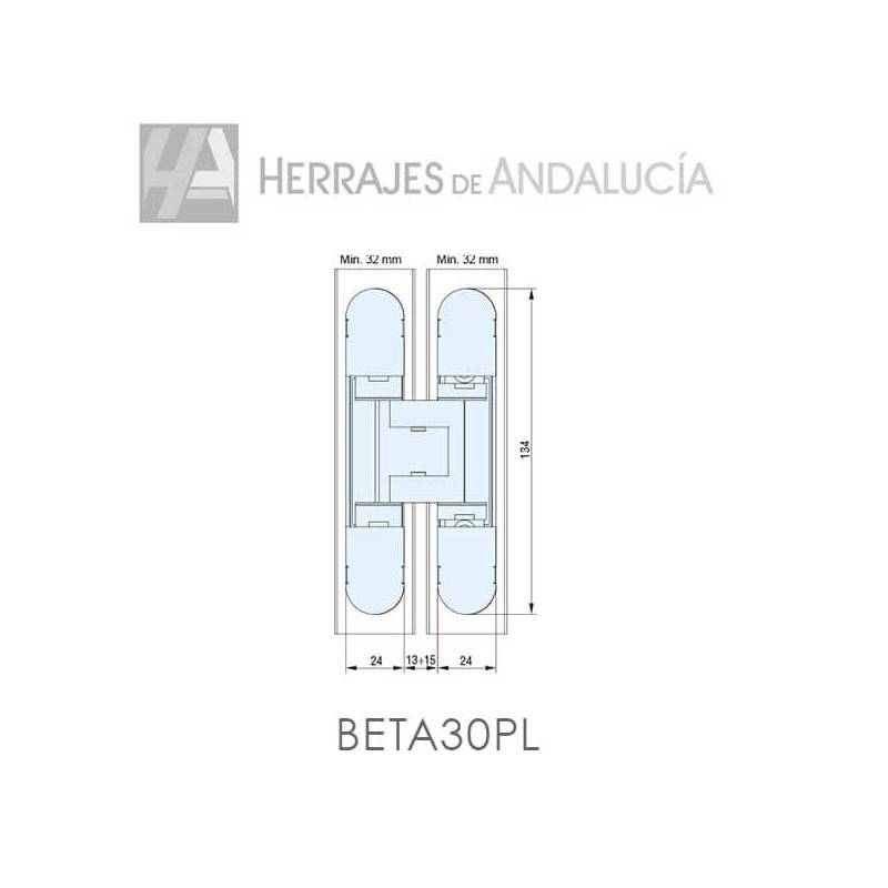 Bisagra oculta BETA 30 70 kg plata regulación 3D | Herrajes de Andalucía