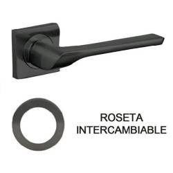 Manivela con roseta intercambiable negro mate-Herrajes de Andalucía