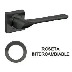 Manivela con roseta intercambiable negro mate-Herrajes de Andalucía