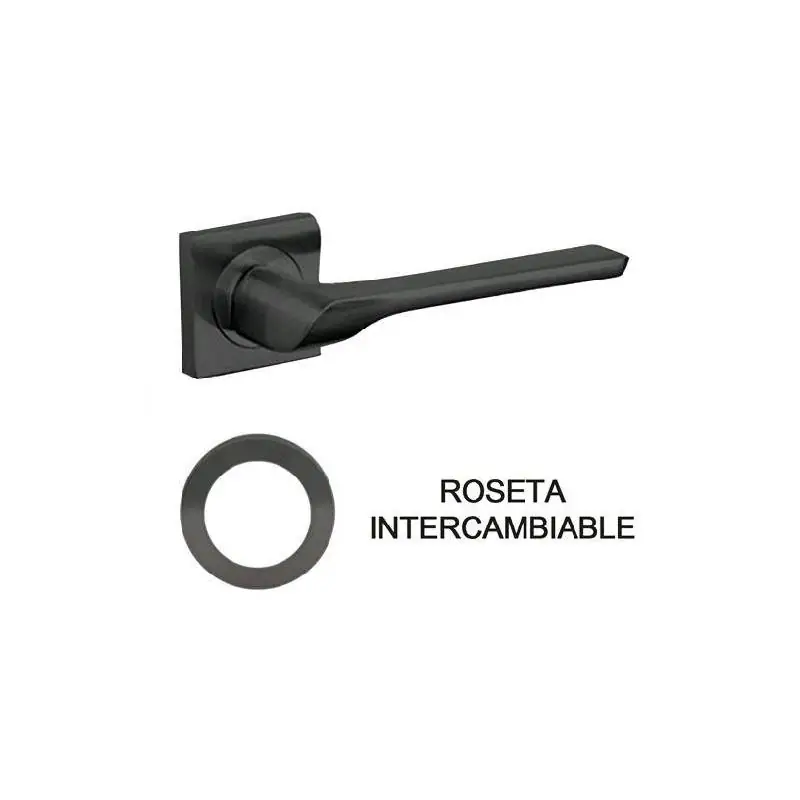 Manivela con roseta intercambiable negro mate-Herrajes de Andalucía
